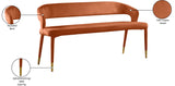 Destiny Velvet / Plywood / Stainless Steel / Foam Contemporary Cognac Velvet Bench - 58.5" W x 21" D x 30" H