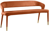 Destiny Velvet / Plywood / Stainless Steel / Foam Contemporary Cognac Velvet Bench - 58.5" W x 21" D x 30" H