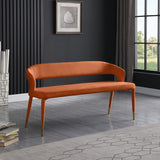 Destiny Velvet / Plywood / Stainless Steel / Foam Contemporary Cognac Velvet Bench - 58.5" W x 21" D x 30" H