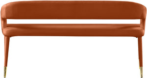 Destiny Velvet / Plywood / Stainless Steel / Foam Contemporary Cognac Velvet Bench - 58.5" W x 21" D x 30" H