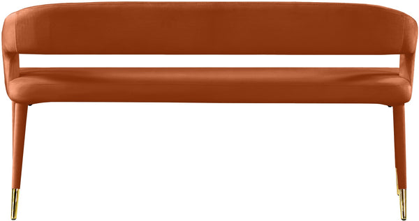 Destiny Velvet / Plywood / Stainless Steel / Foam Contemporary Cognac Velvet Bench - 58.5" W x 21" D x 30" H