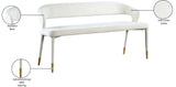 Destiny Velvet / Plywood / Stainless Steel / Foam Contemporary Cream Velvet Bench - 58.5" W x 21" D x 30" H