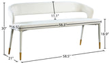 Destiny Velvet / Plywood / Stainless Steel / Foam Contemporary Cream Velvet Bench - 58.5" W x 21" D x 30" H