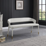 Destiny Velvet / Plywood / Stainless Steel / Foam Contemporary Cream Velvet Bench - 58.5" W x 21" D x 30" H