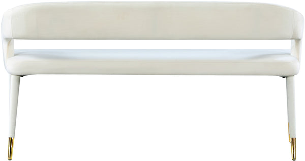 Destiny Velvet / Plywood / Stainless Steel / Foam Contemporary Cream Velvet Bench - 58.5" W x 21" D x 30" H
