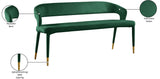 Destiny Velvet / Plywood / Stainless Steel / Foam Contemporary Green Velvet Bench - 58.5" W x 21" D x 30" H