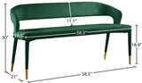 Destiny Velvet / Plywood / Stainless Steel / Foam Contemporary Green Velvet Bench - 58.5" W x 21" D x 30" H