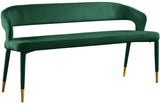 Destiny Velvet / Plywood / Stainless Steel / Foam Contemporary Green Velvet Bench - 58.5" W x 21" D x 30" H