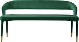 Destiny Velvet / Plywood / Stainless Steel / Foam Contemporary Green Velvet Bench - 58.5" W x 21" D x 30" H