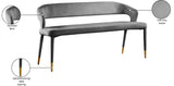 Destiny Velvet / Plywood / Stainless Steel / Foam Contemporary Grey Velvet Bench - 58.5" W x 21" D x 30" H