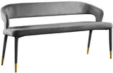 Destiny Velvet / Plywood / Stainless Steel / Foam Contemporary Grey Velvet Bench - 58.5" W x 21" D x 30" H