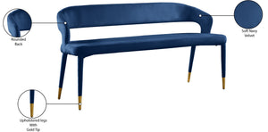 Destiny Velvet / Plywood / Stainless Steel / Foam Contemporary Navy Velvet Bench - 58.5" W x 21" D x 30" H