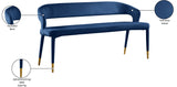 Destiny Velvet / Plywood / Stainless Steel / Foam Contemporary Navy Velvet Bench - 58.5" W x 21" D x 30" H