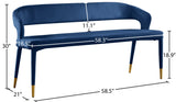 Destiny Velvet / Plywood / Stainless Steel / Foam Contemporary Navy Velvet Bench - 58.5" W x 21" D x 30" H