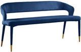 Destiny Velvet / Plywood / Stainless Steel / Foam Contemporary Navy Velvet Bench - 58.5" W x 21" D x 30" H