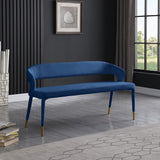 Destiny Velvet / Plywood / Stainless Steel / Foam Contemporary Navy Velvet Bench - 58.5" W x 21" D x 30" H