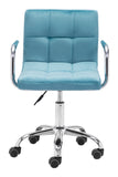 Zuo Modern Kerry 100% Polyester, Plywood, Steel Modern Office Chair Blue, Chrome 100% Polyester, Plywood, Steel