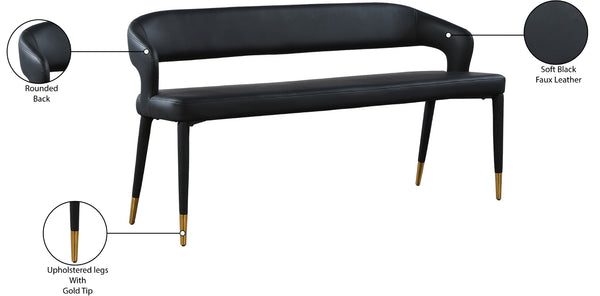 Destiny Faux Leather / Stainless Steel / Plywood / Foam Contemporary Black Faux Leather Bench - 58.5" W x 21" D x 30" H