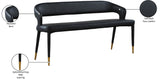 Destiny Faux Leather / Stainless Steel / Plywood / Foam Contemporary Black Faux Leather Bench - 58.5" W x 21" D x 30" H