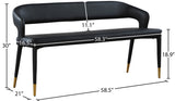 Destiny Faux Leather / Stainless Steel / Plywood / Foam Contemporary Black Faux Leather Bench - 58.5" W x 21" D x 30" H