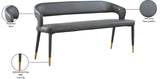 Destiny Faux Leather / Stainless Steel / Plywood / Foam Contemporary Grey Faux Leather Bench - 58.5" W x 21" D x 30" H