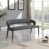 Destiny Faux Leather / Stainless Steel / Plywood / Foam Contemporary Grey Faux Leather Bench - 58.5" W x 21" D x 30" H