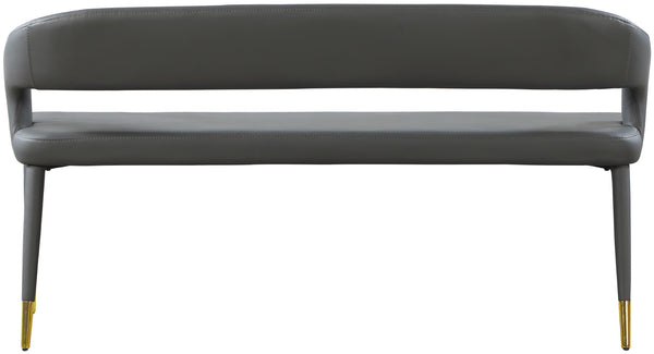 Destiny Faux Leather / Stainless Steel / Plywood / Foam Contemporary Grey Faux Leather Bench - 58.5" W x 21" D x 30" H