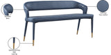 Destiny Faux Leather / Stainless Steel / Plywood / Foam Contemporary Navy Faux Leather Bench - 58.5" W x 21" D x 30" H