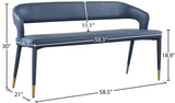 Destiny Faux Leather / Stainless Steel / Plywood / Foam Contemporary Navy Faux Leather Bench - 58.5" W x 21" D x 30" H