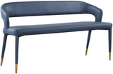 Destiny Faux Leather / Stainless Steel / Plywood / Foam Contemporary Navy Faux Leather Bench - 58.5" W x 21" D x 30" H