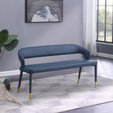 Destiny Faux Leather / Stainless Steel / Plywood / Foam Contemporary Navy Faux Leather Bench - 58.5" W x 21" D x 30" H