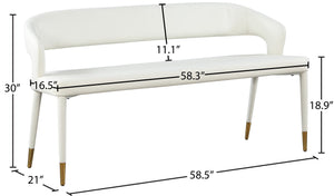 Destiny Faux Leather / Stainless Steel / Plywood / Foam Contemporary White Faux Leather Bench - 58.5" W x 21" D x 30" H