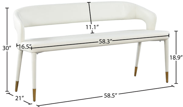 Destiny Faux Leather / Stainless Steel / Plywood / Foam Contemporary White Faux Leather Bench - 58.5" W x 21" D x 30" H