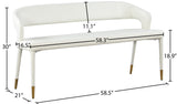 Destiny Faux Leather / Stainless Steel / Plywood / Foam Contemporary White Faux Leather Bench - 58.5" W x 21" D x 30" H