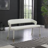 Destiny Faux Leather / Stainless Steel / Plywood / Foam Contemporary White Faux Leather Bench - 58.5" W x 21" D x 30" H