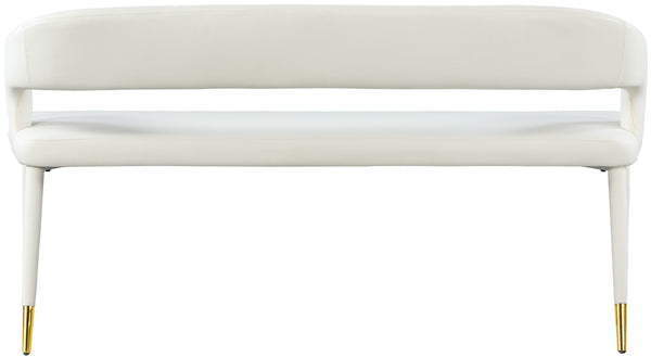 Destiny Faux Leather / Stainless Steel / Plywood / Foam Contemporary White Faux Leather Bench - 58.5" W x 21" D x 30" H