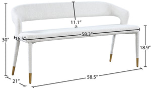 Destiny Boucle Fabric / Stainless Steel / Plywood  / Foam Contemporary Cream Boucle Fabric Bench - 58.5" W x 21" D x 30" H