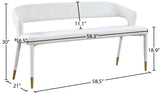 Destiny Boucle Fabric / Stainless Steel / Plywood  / Foam Contemporary Cream Boucle Fabric Bench - 58.5" W x 21" D x 30" H