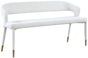 Destiny Boucle Fabric / Stainless Steel / Plywood  / Foam Contemporary Cream Boucle Fabric Bench - 58.5" W x 21" D x 30" H