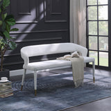 Destiny Boucle Fabric / Stainless Steel / Plywood  / Foam Contemporary Cream Boucle Fabric Bench - 58.5" W x 21" D x 30" H