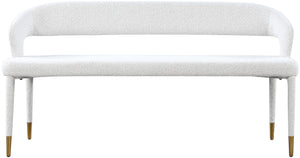 Destiny Boucle Fabric / Stainless Steel / Plywood  / Foam Contemporary Cream Boucle Fabric Bench - 58.5" W x 21" D x 30" H