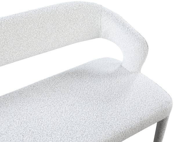 Destiny Boucle Fabric / Stainless Steel / Plywood  / Foam Contemporary Cream Boucle Fabric Bench - 58.5" W x 21" D x 30" H