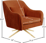 Paloma Velvet / Engineered Wood / Foam Contemporary Cognac Velvet Accent Chair - 31.5" W x 32" D x 33.5" H