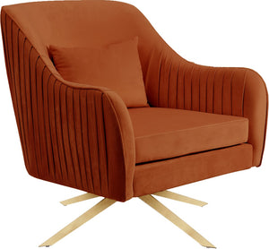 Paloma Velvet / Engineered Wood / Foam Contemporary Cognac Velvet Accent Chair - 31.5" W x 32" D x 33.5" H