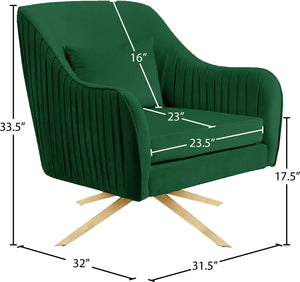 Paloma Velvet / Engineered Wood / Foam Contemporary Green Velvet Accent Chair - 31.5" W x 32" D x 33.5" H