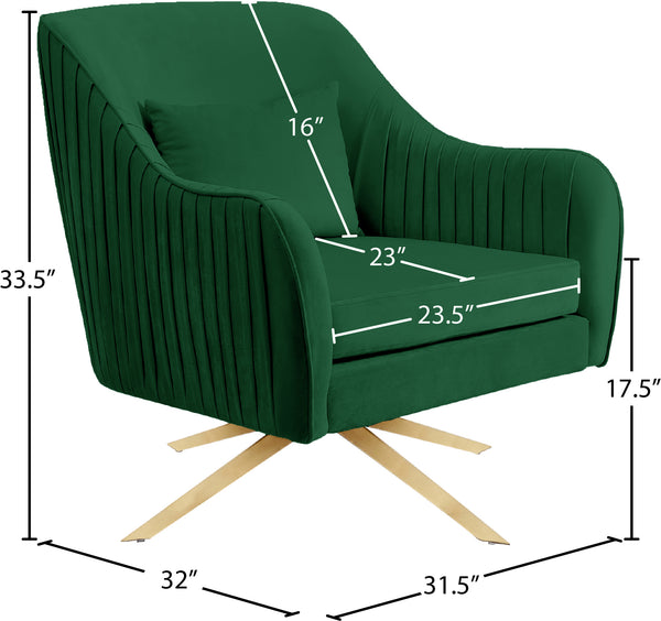 Paloma Velvet / Engineered Wood / Foam Contemporary Green Velvet Accent Chair - 31.5" W x 32" D x 33.5" H