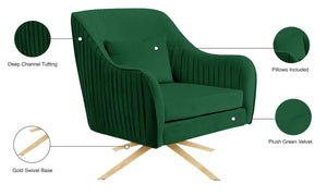 Paloma Velvet / Engineered Wood / Foam Contemporary Green Velvet Accent Chair - 31.5" W x 32" D x 33.5" H