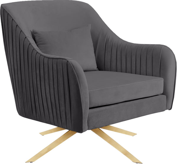 Paloma Velvet / Engineered Wood / Foam Contemporary Grey Velvet Accent Chair - 31.5" W x 32" D x 33.5" H