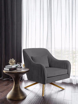 Paloma Velvet / Engineered Wood / Foam Contemporary Grey Velvet Accent Chair - 31.5" W x 32" D x 33.5" H