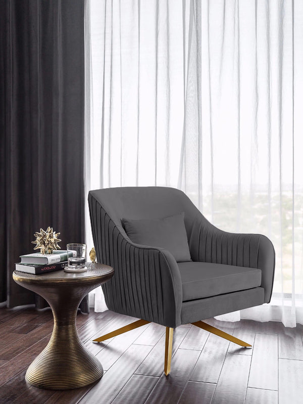 Paloma Velvet / Engineered Wood / Foam Contemporary Grey Velvet Accent Chair - 31.5" W x 32" D x 33.5" H